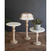Wood & Marble Pedestal Stand Trio