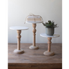 Wood & Marble Pedestal Stand Trio