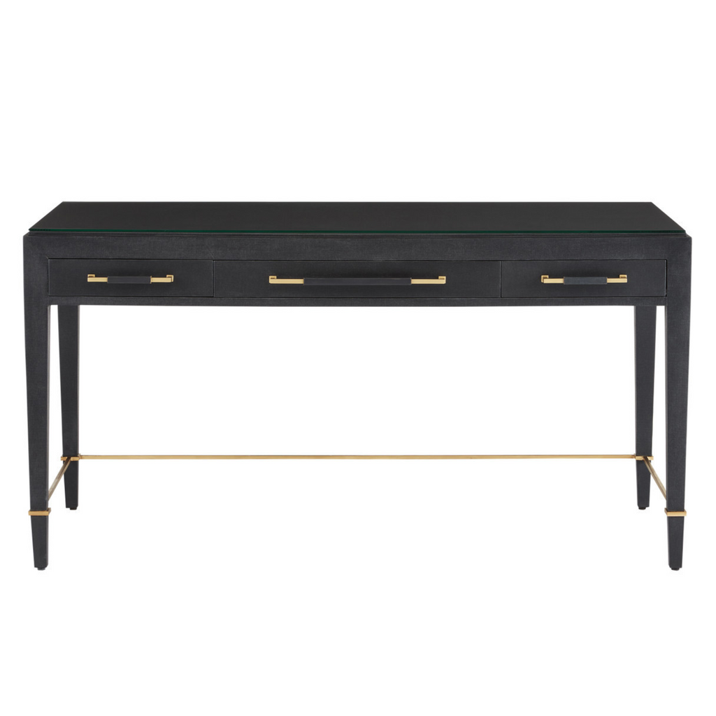 Verona Desk in Black Lacquered Linen