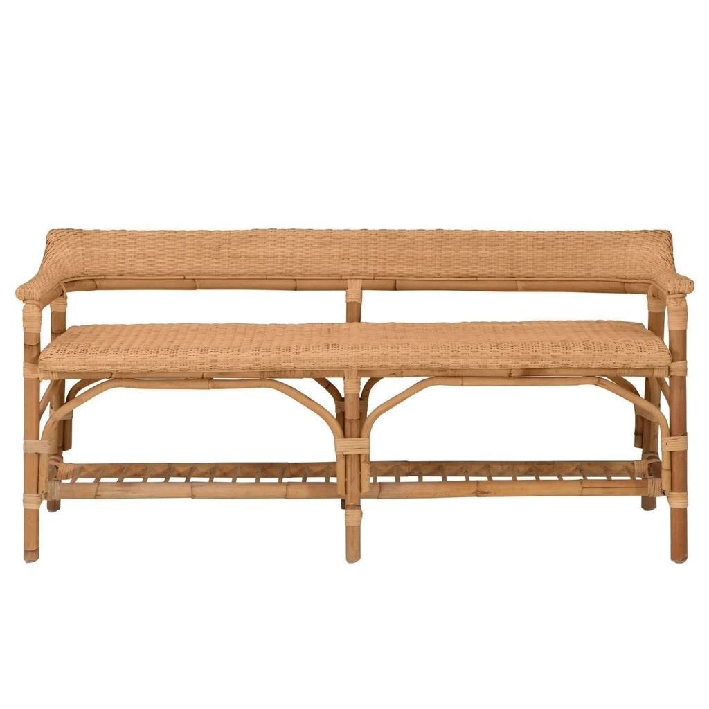 Newport Bench in rattan and woven - coastal bench - alternate angle