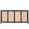 Holland Media Sideboard - Brushed Black Acacia in rattan and brass - coastal sideboard