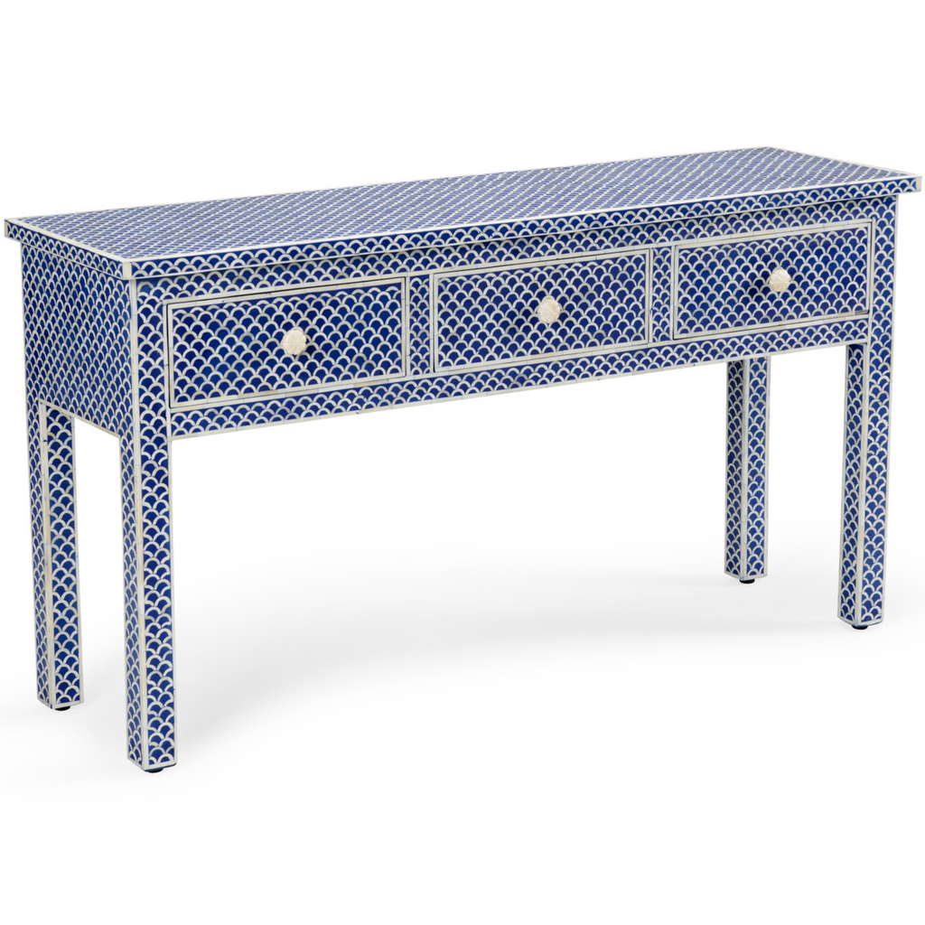 Brighton Blue Bone Inlay Console Table