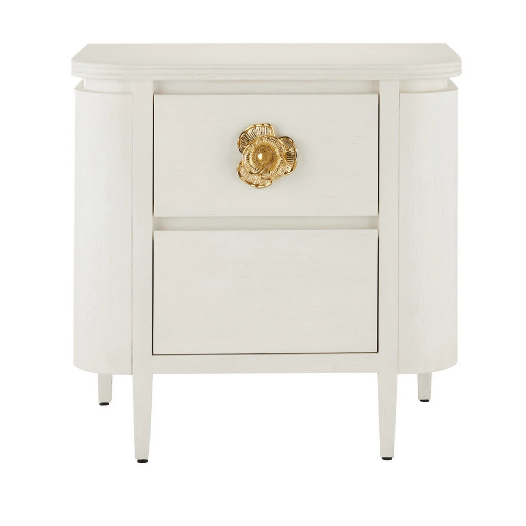 Briallen Nightstand in Cerused White / Brass in oak and brass - nightstand