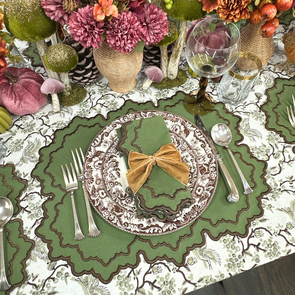 Sage Toile de Jouy Birds - Tablecloth