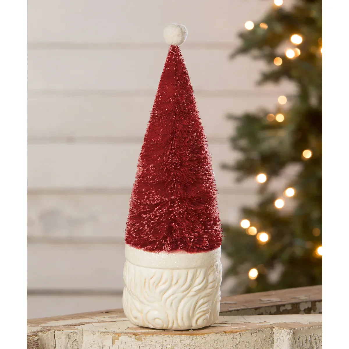 Bottle Brush Santa Red Figure