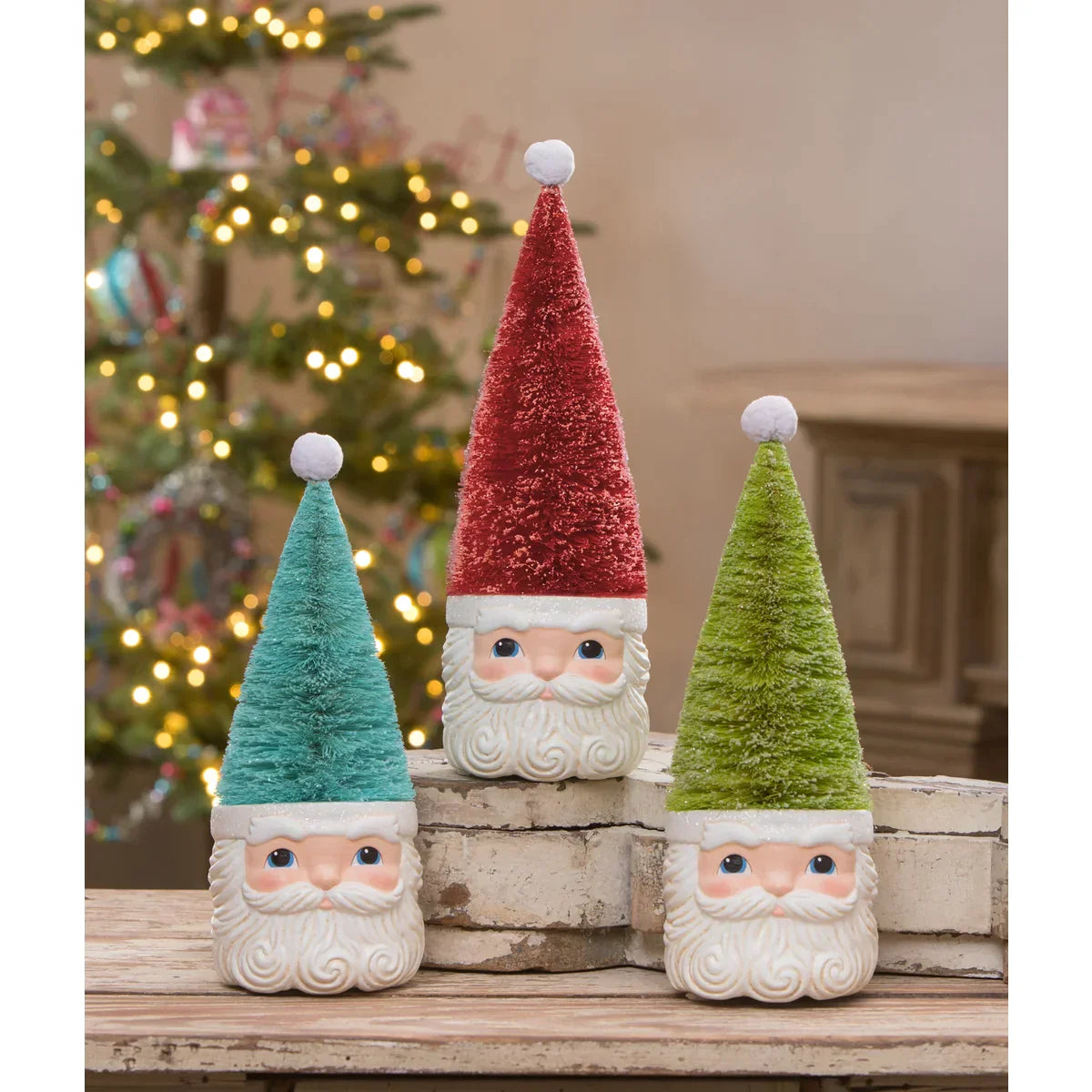 Bottle Brush Santa Red Figure