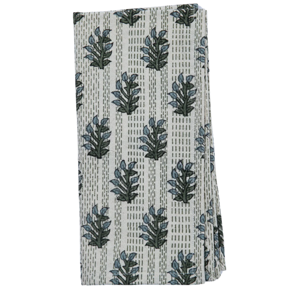 Tuscan Olive Block Print Table Linens