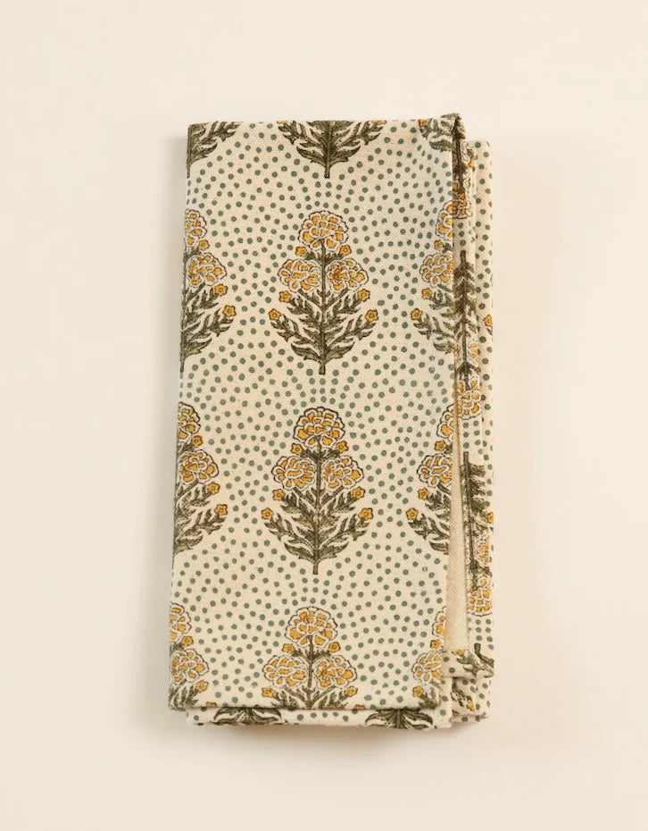 Marigold Vine Block Print Table Linens