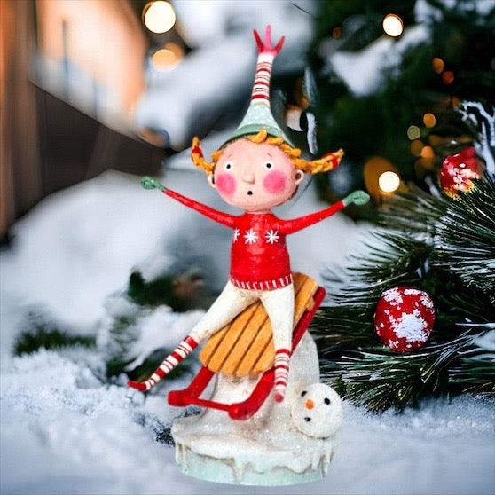 Downhill Dawn Christmas Figurine by Lori Mitchell
