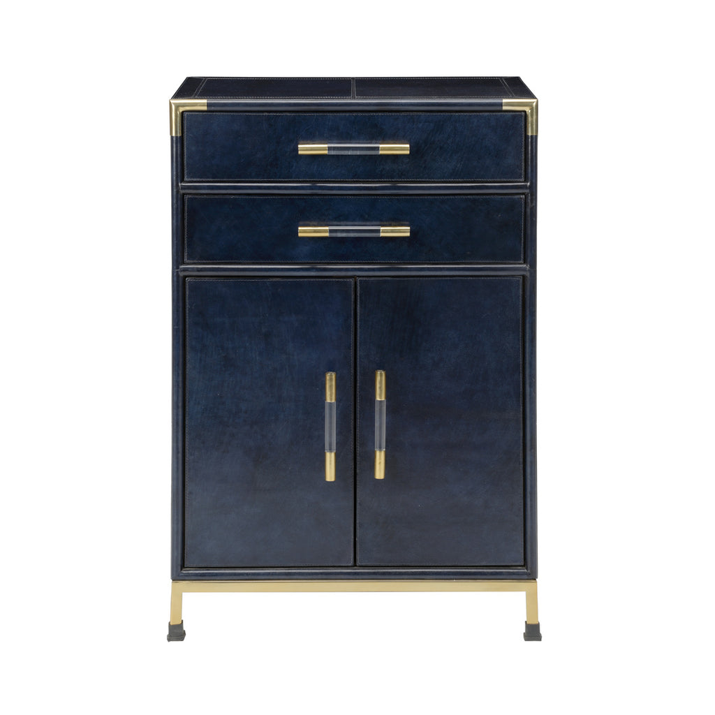 The Atticus Cabinet – Midnight Blue Leather & Brass