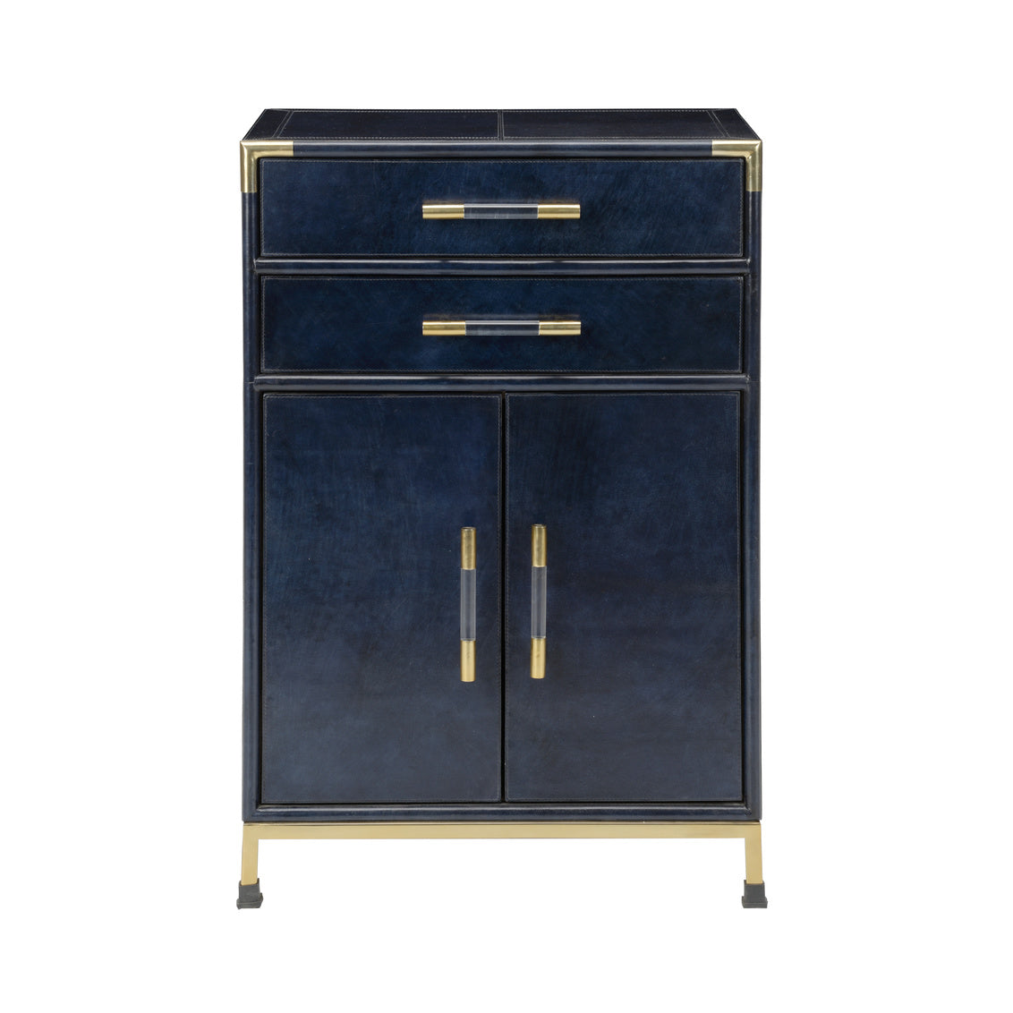 The Atticus Cabinet – Midnight Blue Leather & Brass