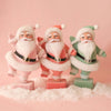 Dancing Flocked Santa in Light Pink