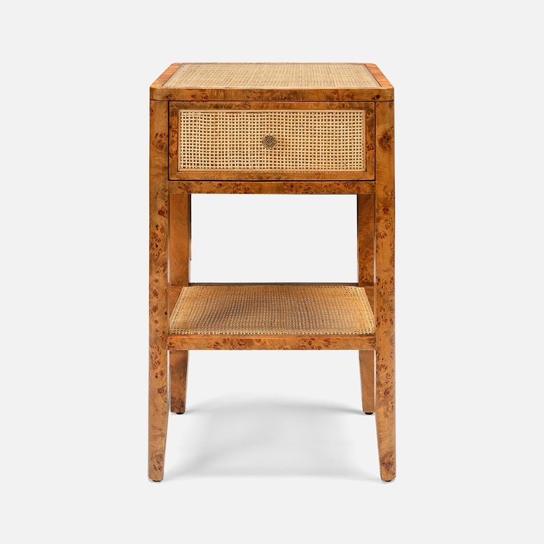 Walker Cane Nightstand in cane and woven - traditional nightstand - styled in room