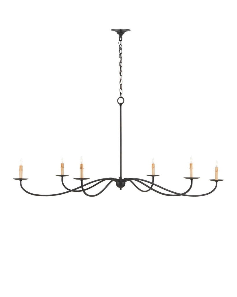 chandelier over table in dining room
