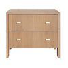 Andre Fluted Side Table in Natural Oak — Two-Drawer Oak Side Table with Fluted Detail and Brass Hardware for Bedrooms and Living Rooms