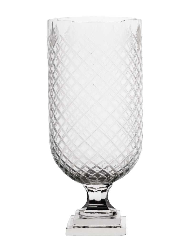 Tall Etched Diamond Hurricane Vase