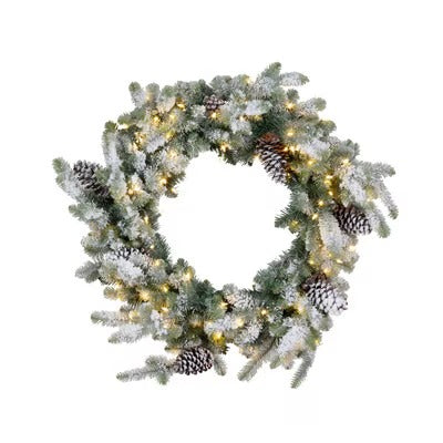 Blue Spruce Wreath with LED Lights, Extra-Large with Snow 40"