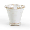 small impruneta fluted terracotta planter in aged white glaze with scalloped rim