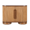 Walnut wood storage cabinet with textured front and modern organic style