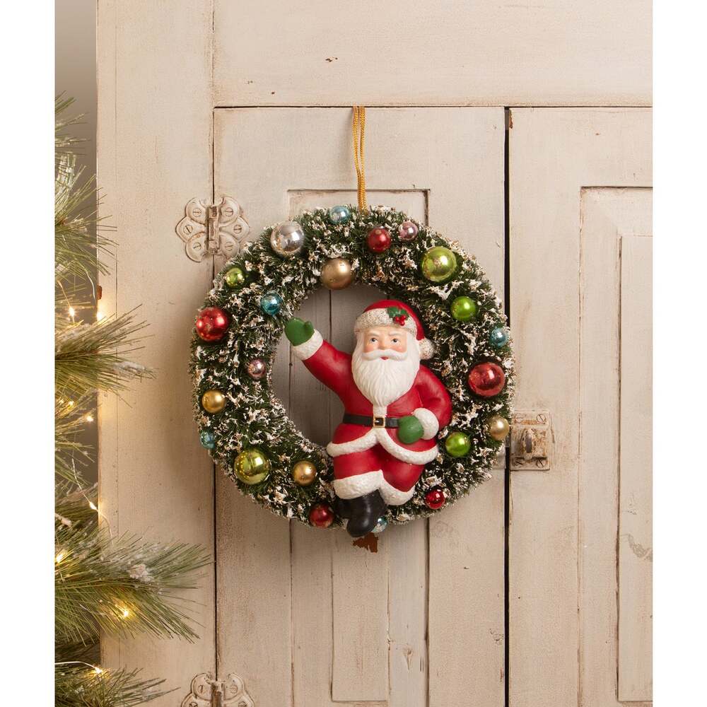 Kitschmas Santa in Wreath by Bethany Lowe Designs
