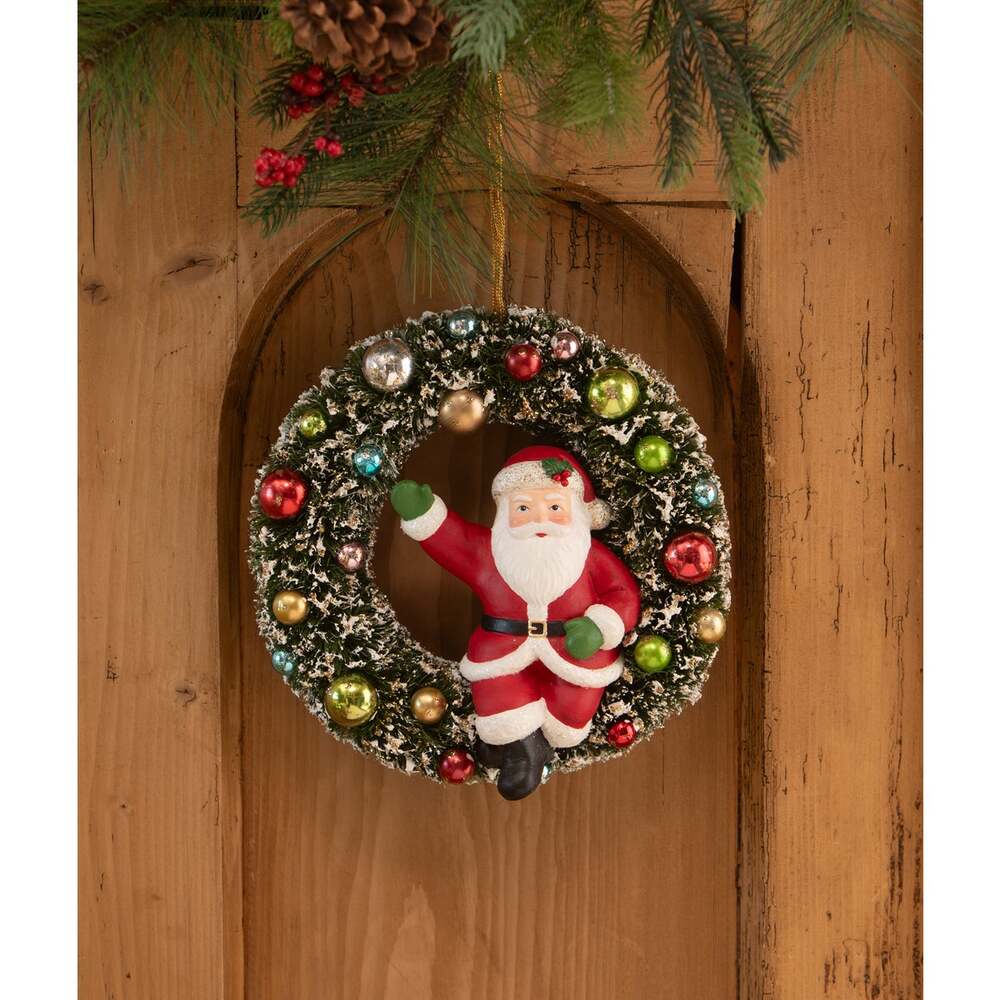 Kitschmas Santa in Wreath by Bethany Lowe Designs