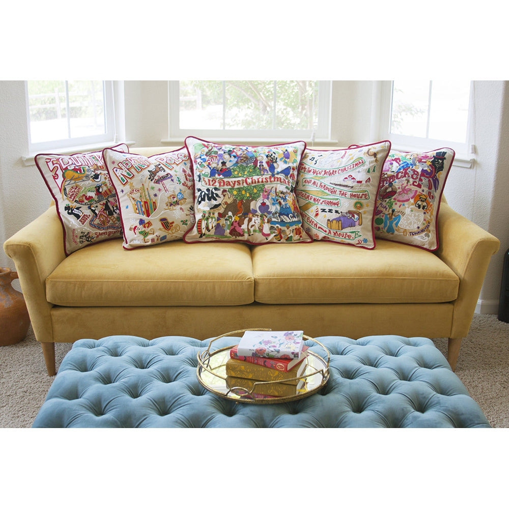 Night Before Christmas Hand-Embroidered Pillow