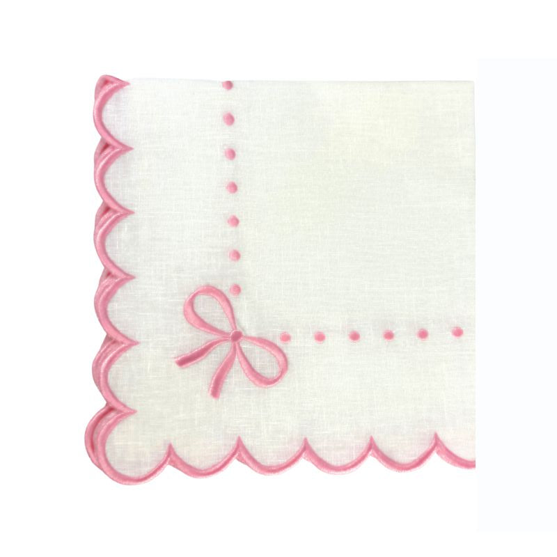 Studio Collection: Juliet Bows Napkins - White/Pink (Set of 4)