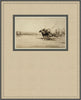 Framed black and white print of a historical scene with people and animals on a beach.