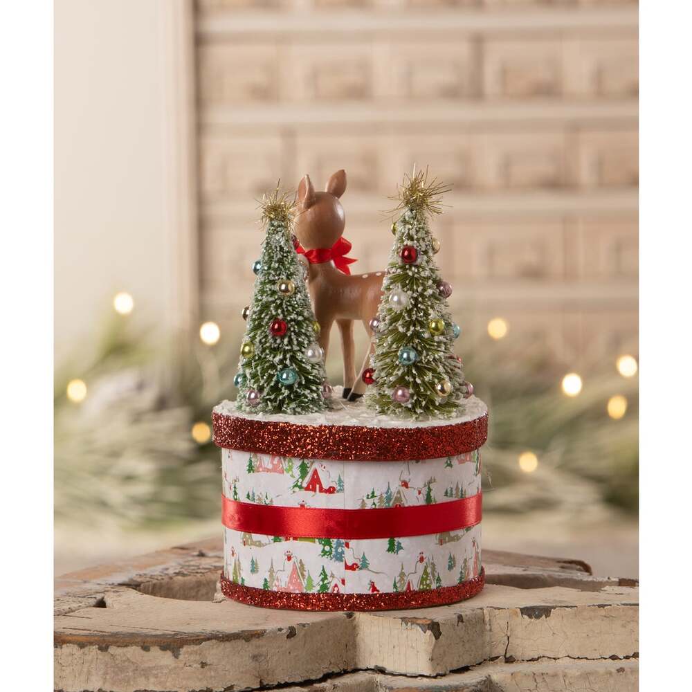 Retro Ruby Reindeer on Box by Bethany Lowe Designs