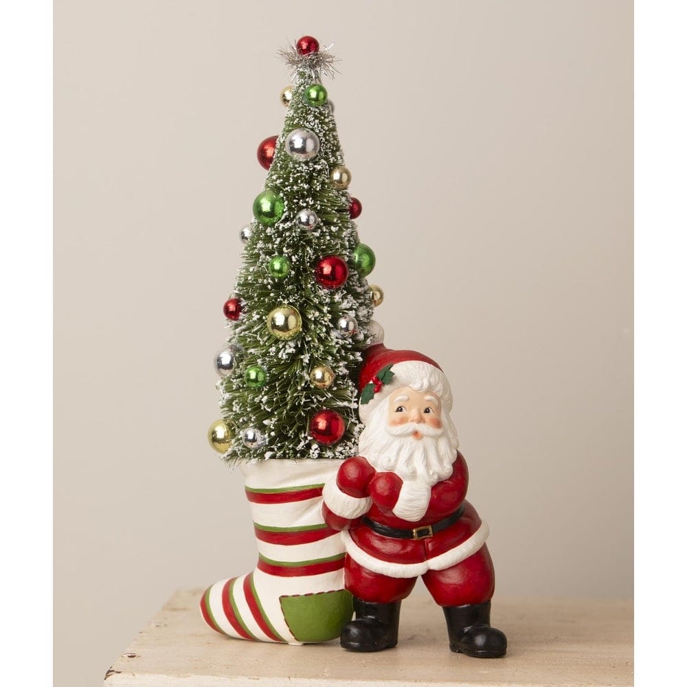 Retro Santa Pulling Stocking