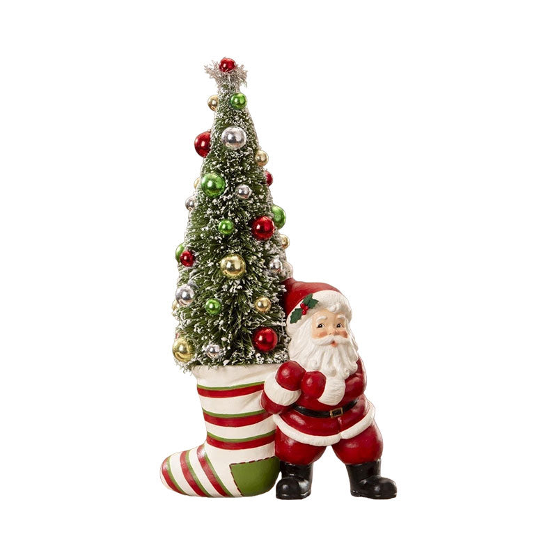 Retro Santa Pulling Stocking