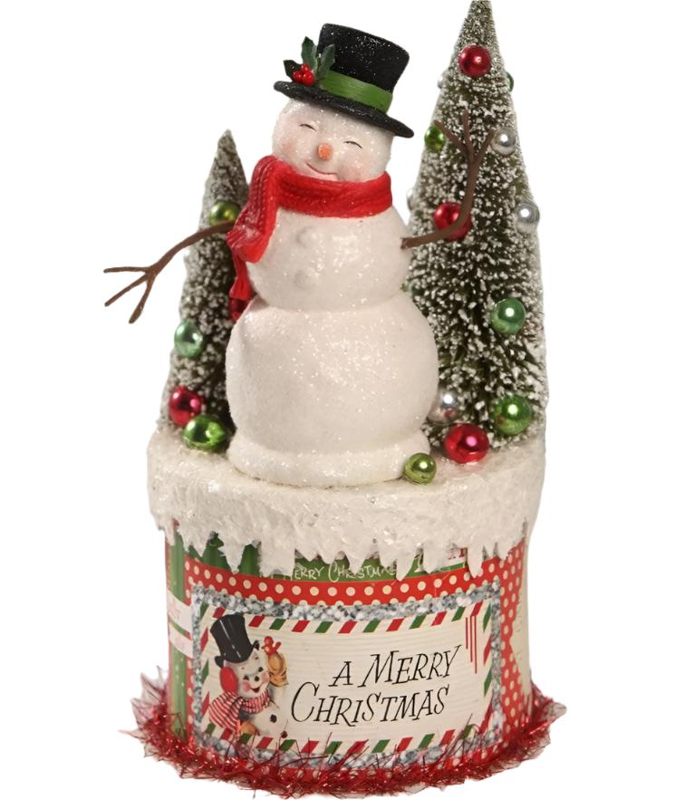 Retro Snowman on Box by Bethany Lowe Designs - RETIRED