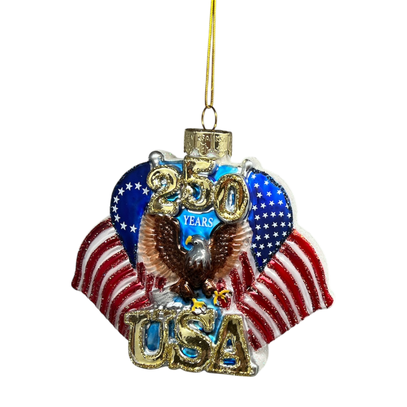 250th Anniversary U.S. Flag Glass Ornament
