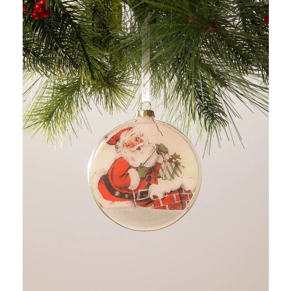 Santa Glass Disk Ornament