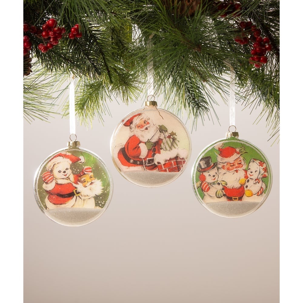 Santa Glass Disk Ornament