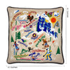 Ski Utah Hand-Embroidered Pillow