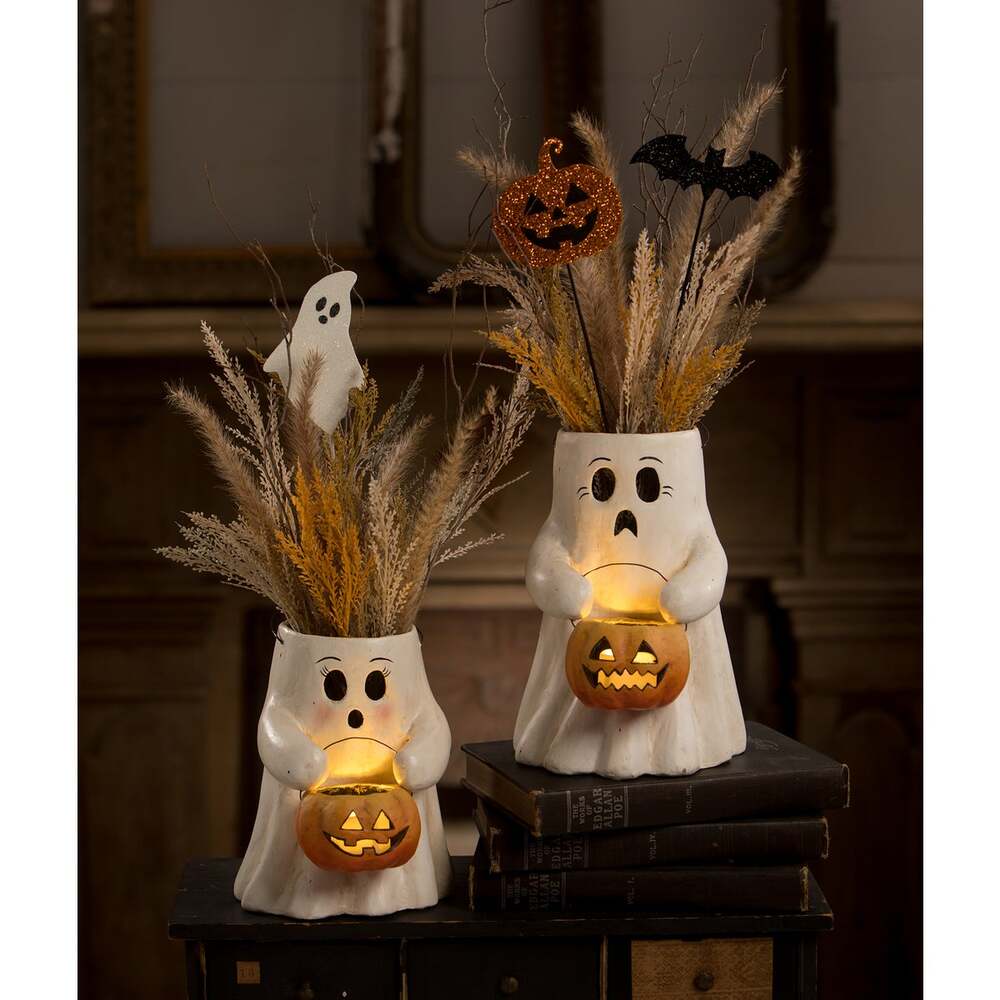 Sweet Boo With Pumpkin Bucket Paper Mache
