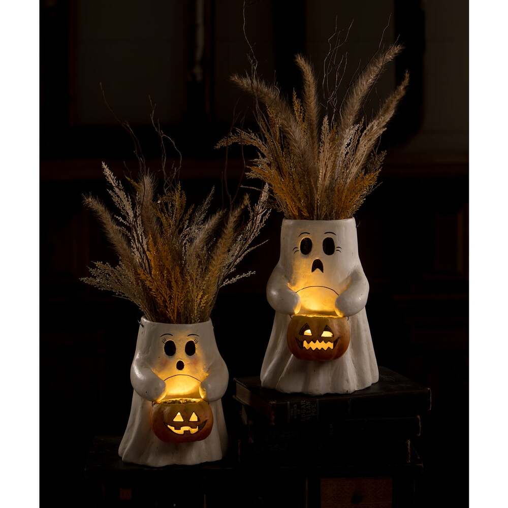 Sweet Boo With Pumpkin Bucket Paper Mache