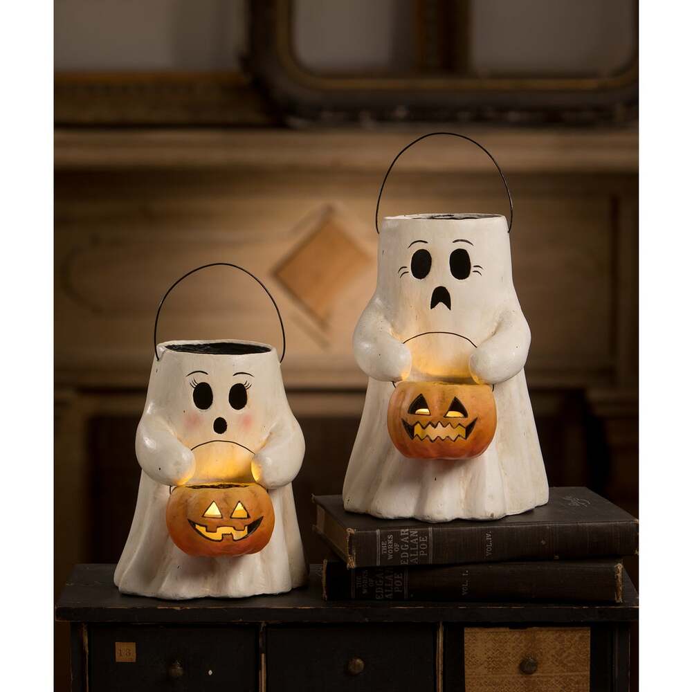 Sweet Boo With Pumpkin Bucket Paper Mache