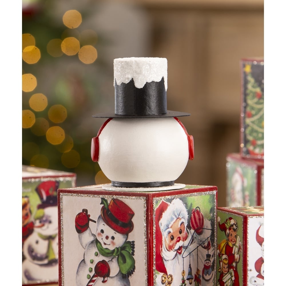 Vintage Surprised Snowman Container by Bethany Lowe Designs
