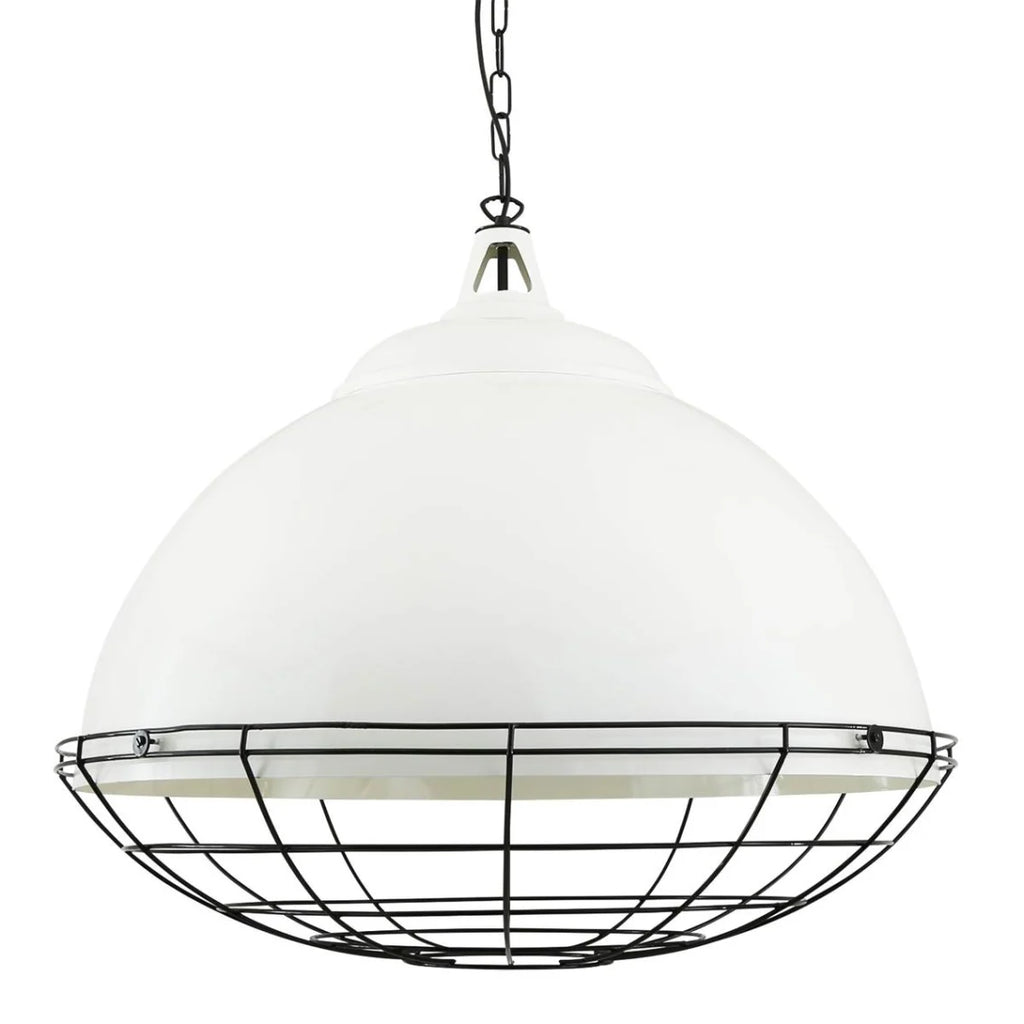 Shane Vintage Cage Pendant Light in Powder Coated White
